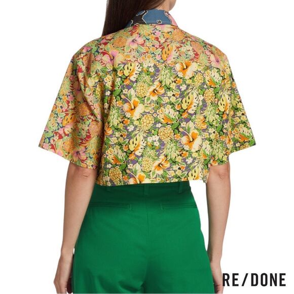 RE/DONE **NWT** Oversized Crop Shirt in Multi pineapple - Picture 7 of 16